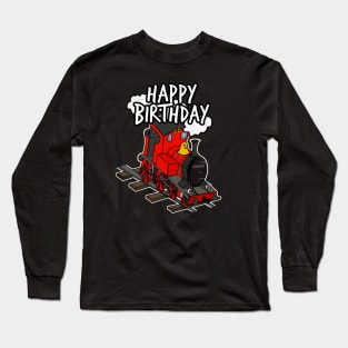 Birthday Train Steam Locomotive Railway Model Railroad (Red) Long Sleeve T-Shirt